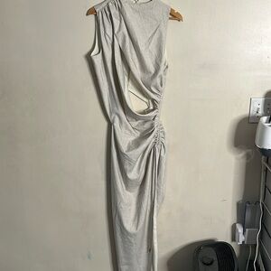 White Linen Draped Maxi Dress